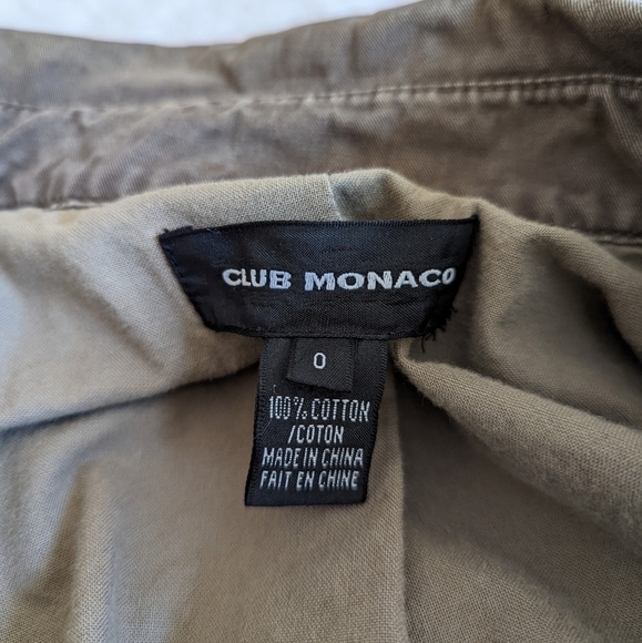 club MONACO cargo safari jacket 100% Cotton green 0 xs - Picture 11 of 13